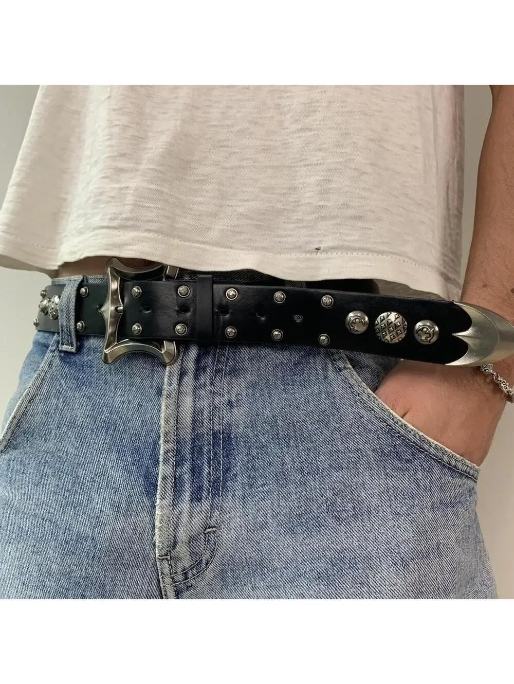 Y2K Cyber Black Unique Belt 41 Inch